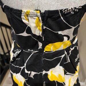 Trixxi Strapless Dress with Yellow and Black Floral Design